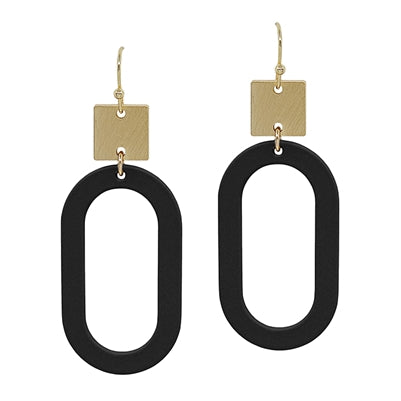 Gold and Black Wood Oval 1.5" Earring