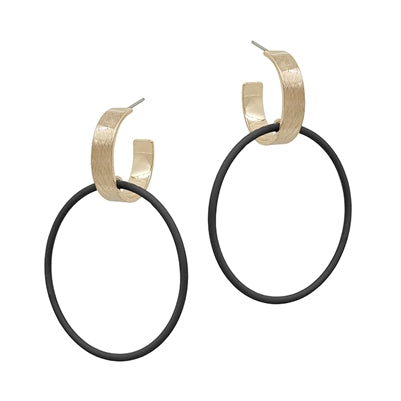 Gold Hoop with Color Coated Circle Earring