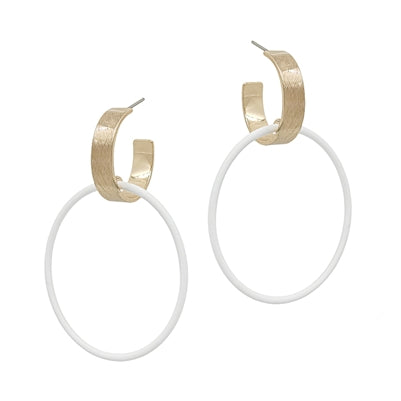 Gold Hoop with Color Coated Circle Earring