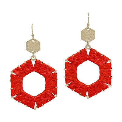 Red Hexagon Earrings