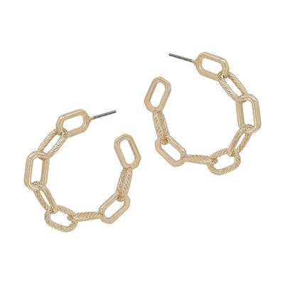 Matte Gold Chain Hoop