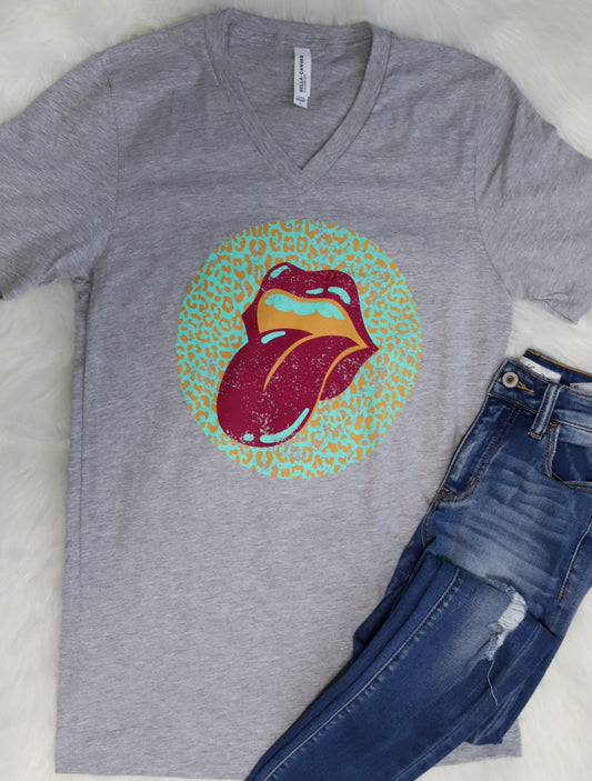 Leopard Tongue Tee - Grey