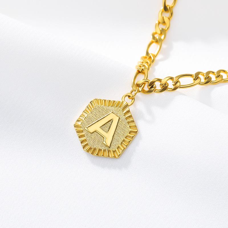 Gold Hex Initial Necklace