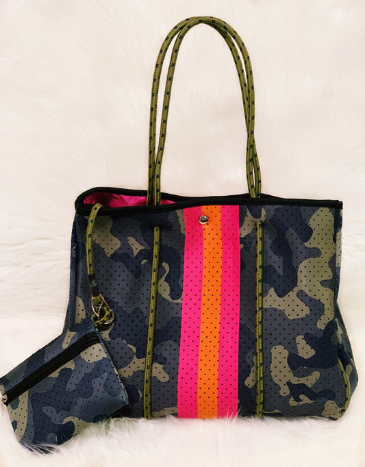 Camo Perforated Tote Purse