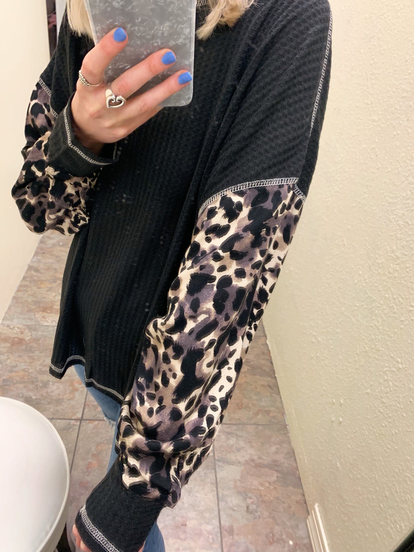 Leopard Sleeve Thermal Top