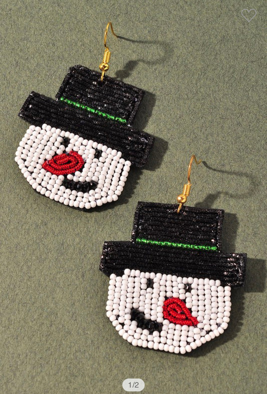 Snowman Christmas Earrings