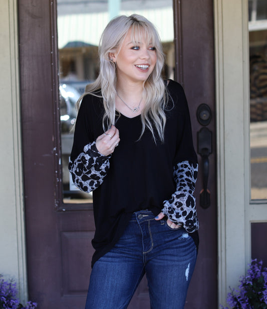 Leopard Sleeve Top