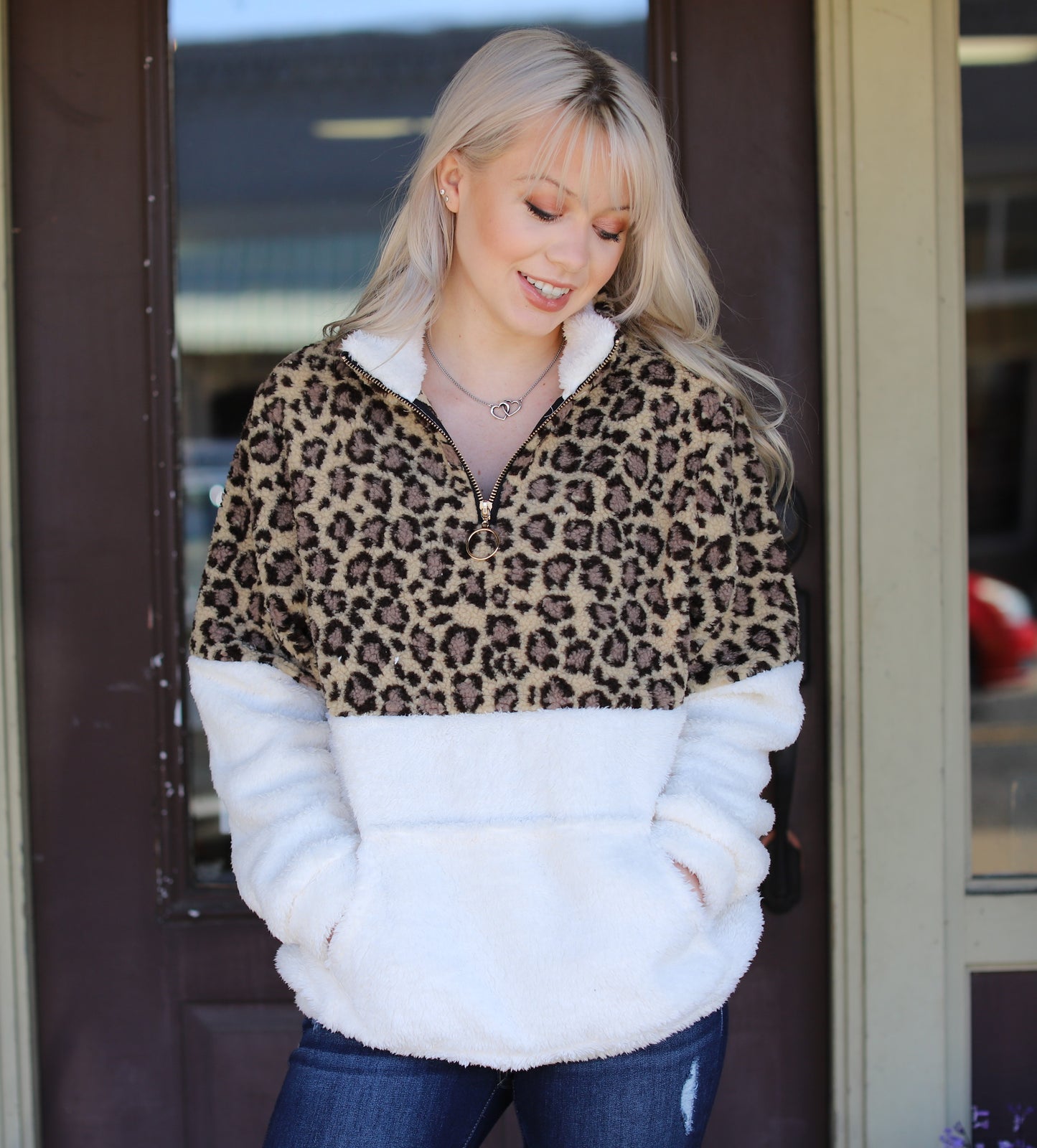 Leopard & Ivory Sherpa Pullover