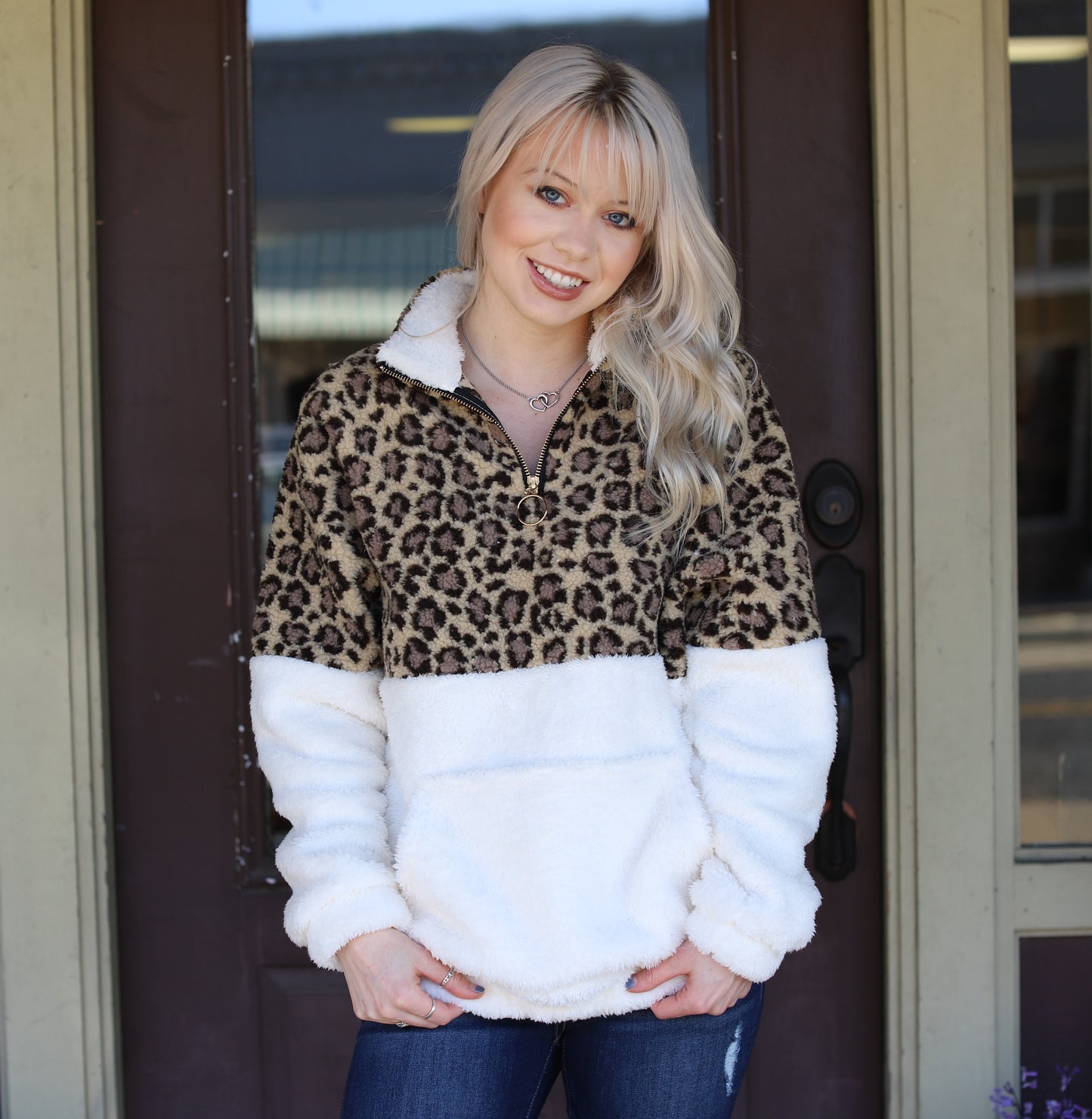 Leopard & Ivory Sherpa Pullover