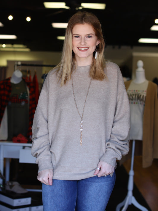Pleated Sleeve Pullover