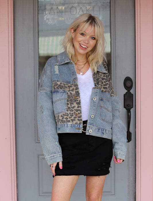 Off Duty Leopard Denim Jacket