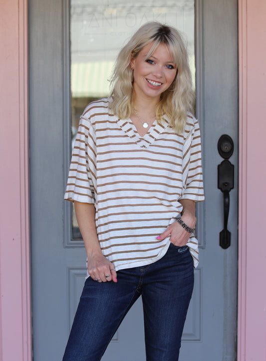 Stripe V-Neck Top