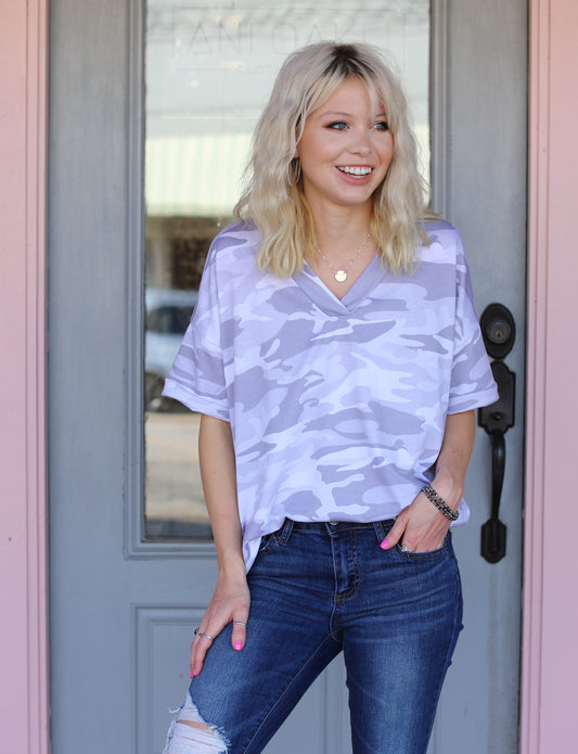 Grey Camo Top