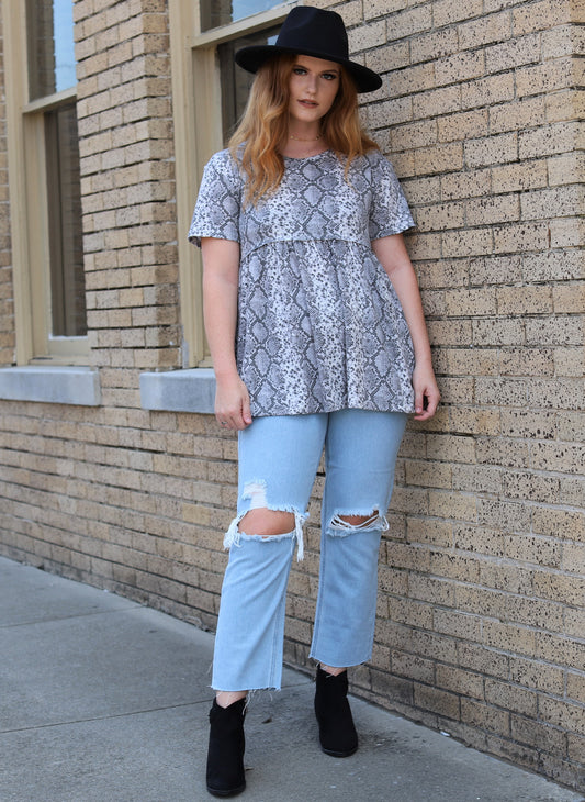 Snake Print Babydoll Top