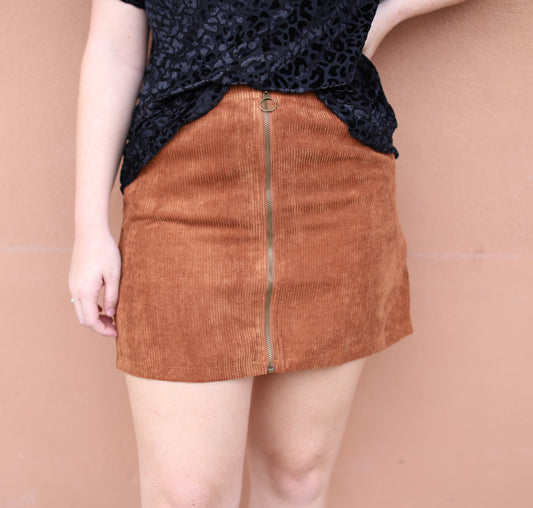 Rust Corduroy Skirt