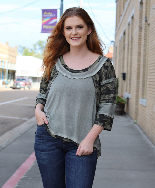 On the Edge Camo Top