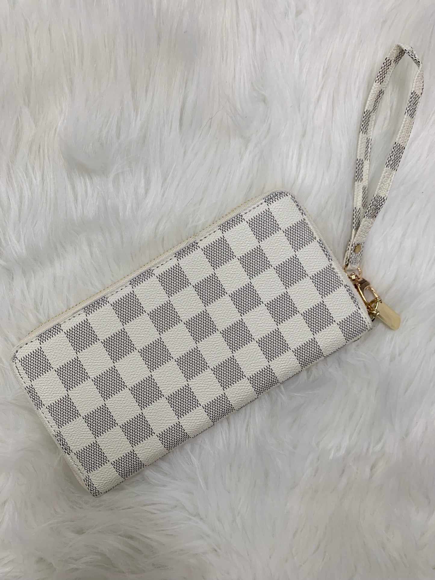 Tory Checkered Wristlet Wallet
