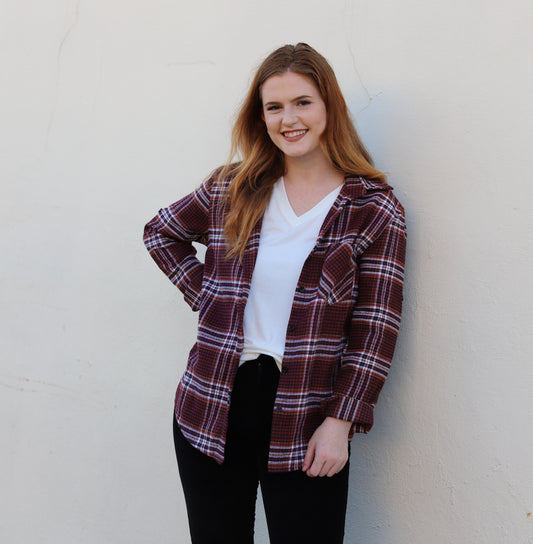 Burgundy Flannel Top