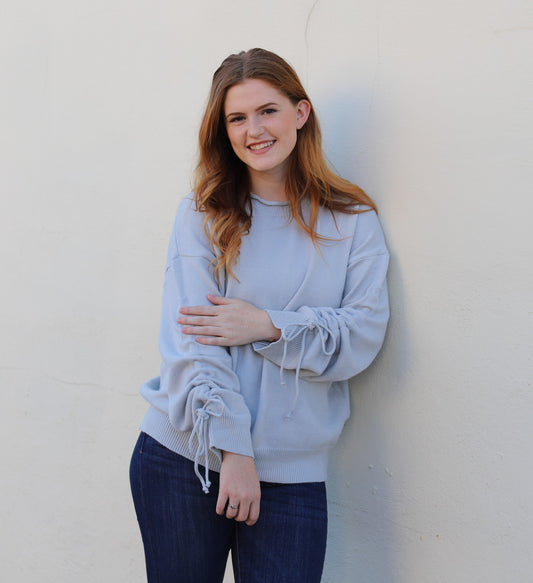 Ruched Sleeve Sweater