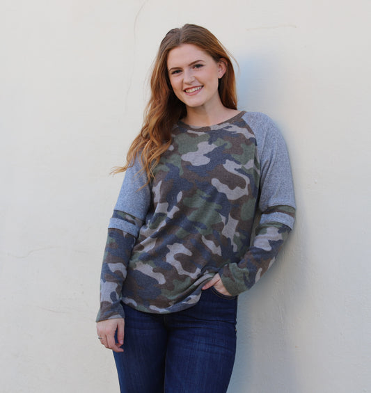 Camo Raglan Top