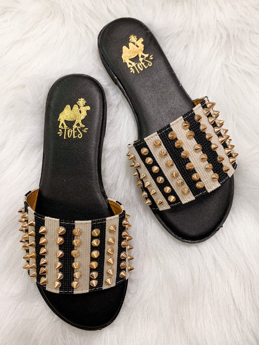 Flirtini Stripe Sandals-Camel Threads
