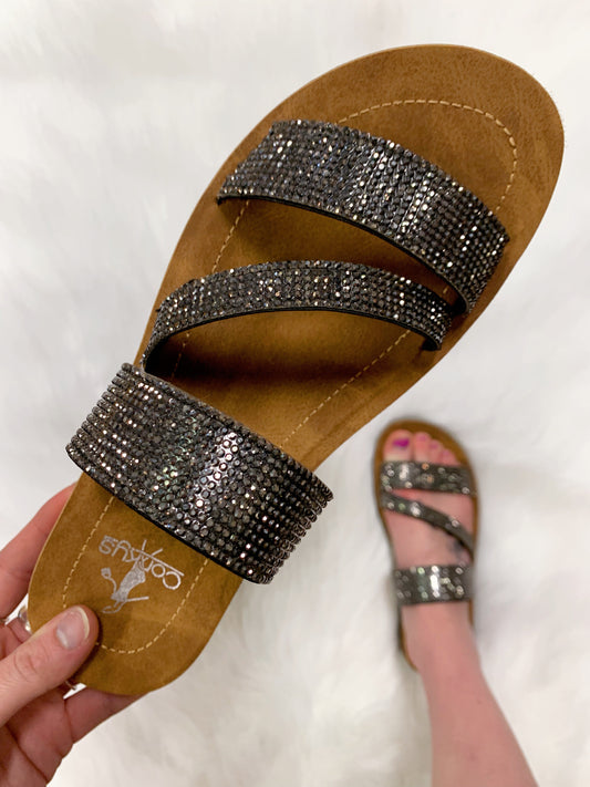 Black Kaplan Rhinestone Sandals-Corkys