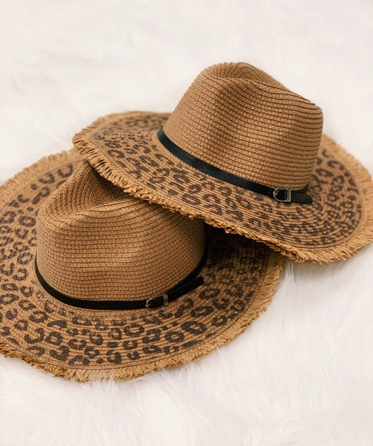 Leopard Print Straw Hat