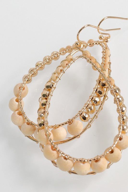 Ivory Bead Tear Drop Earrings