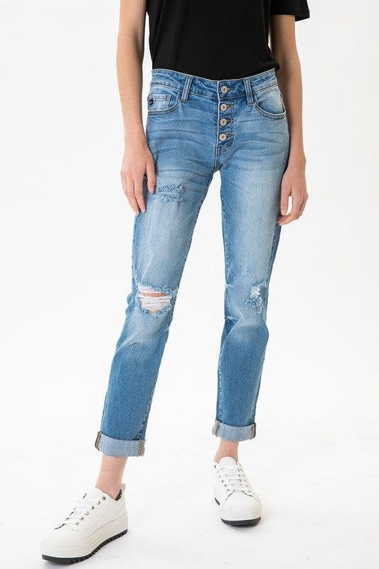 Benny Light Wash Girlfriend Jeans-KanCan