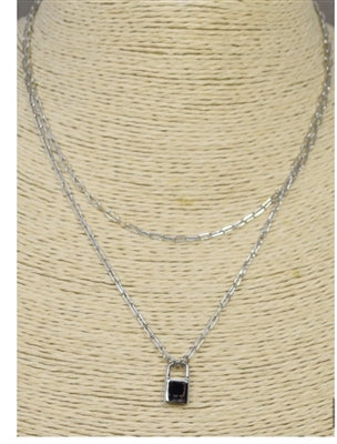 Chain 2 Layered Lock 16"-18" Necklace