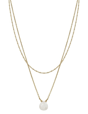 Gold Layered White Stone Necklace