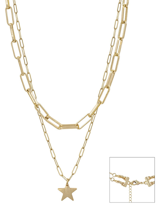 Gold Chain and Star Layered Necklace