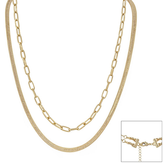 Gold Snake Chain with Gold Link Necklace