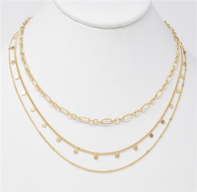 Triple Layer with Coin Drops 17"-19" Necklace