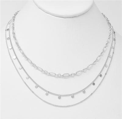 Triple Layer with Coin Drops 17"-19" Necklace