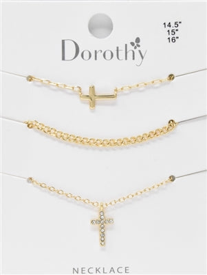 Set of 3 Cross Variety 16"-18" Necklace