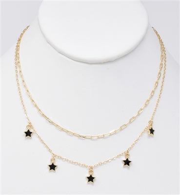 Gold Chain Layered withStar Charms 16"-18" Necklace