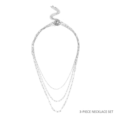 Set of 3 Separate Silver Chain 16"-18"" Necklace