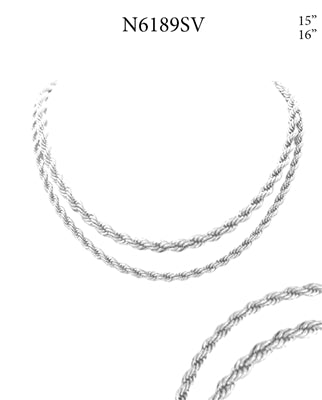 Silver Wrapped Rope Chain Necklace