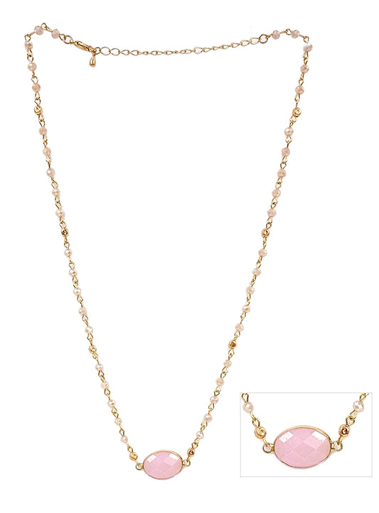Pink Crystal Necklace with Pink Semi Precious Stone