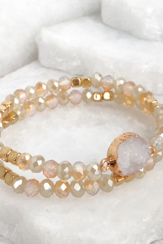 Natural Druzy Bracelet Set