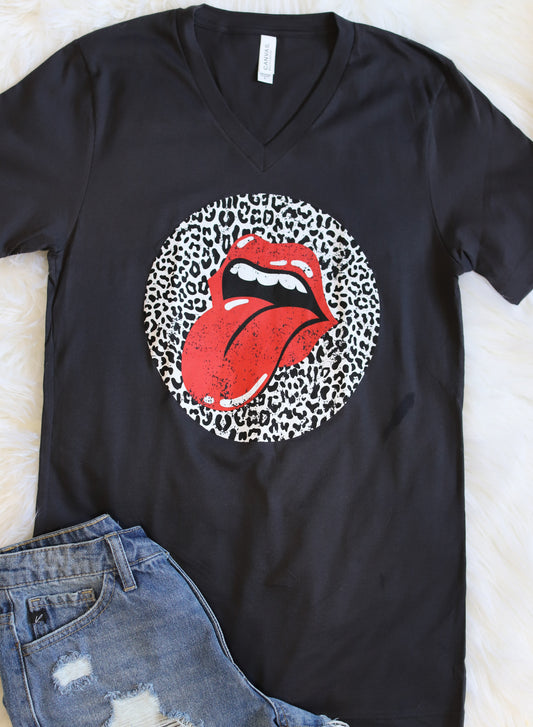 Leopard Tongue Tee - Black