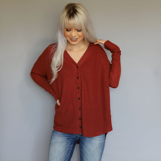 Comfy Button Down Thermal Top
