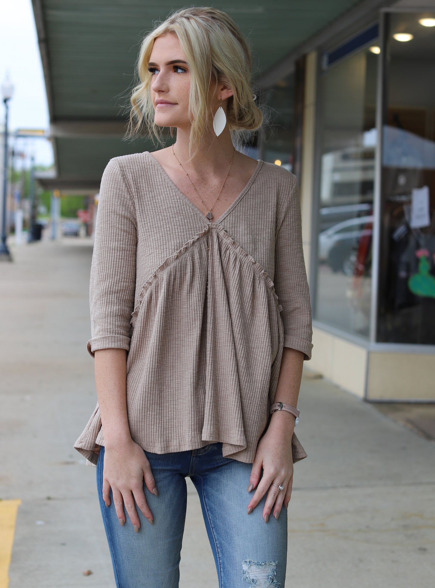 Button Back Tunic Top