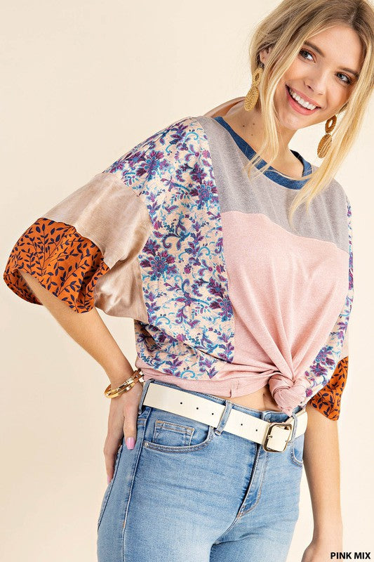 Color Block With Printed Contrast