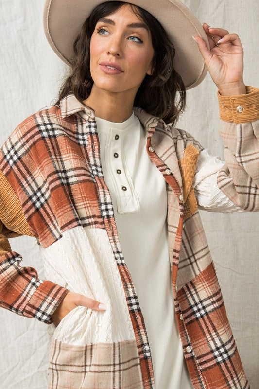 Contrast Plaid Shacket