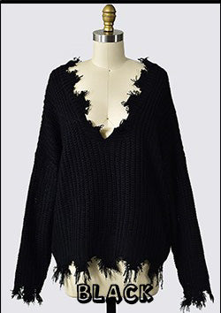 Distressed Sweater- Black