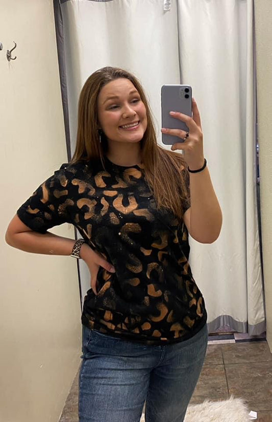 Cheetah Print Bleached Tee
