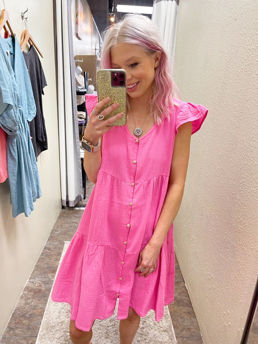 Pink Cap Sleeve Dress