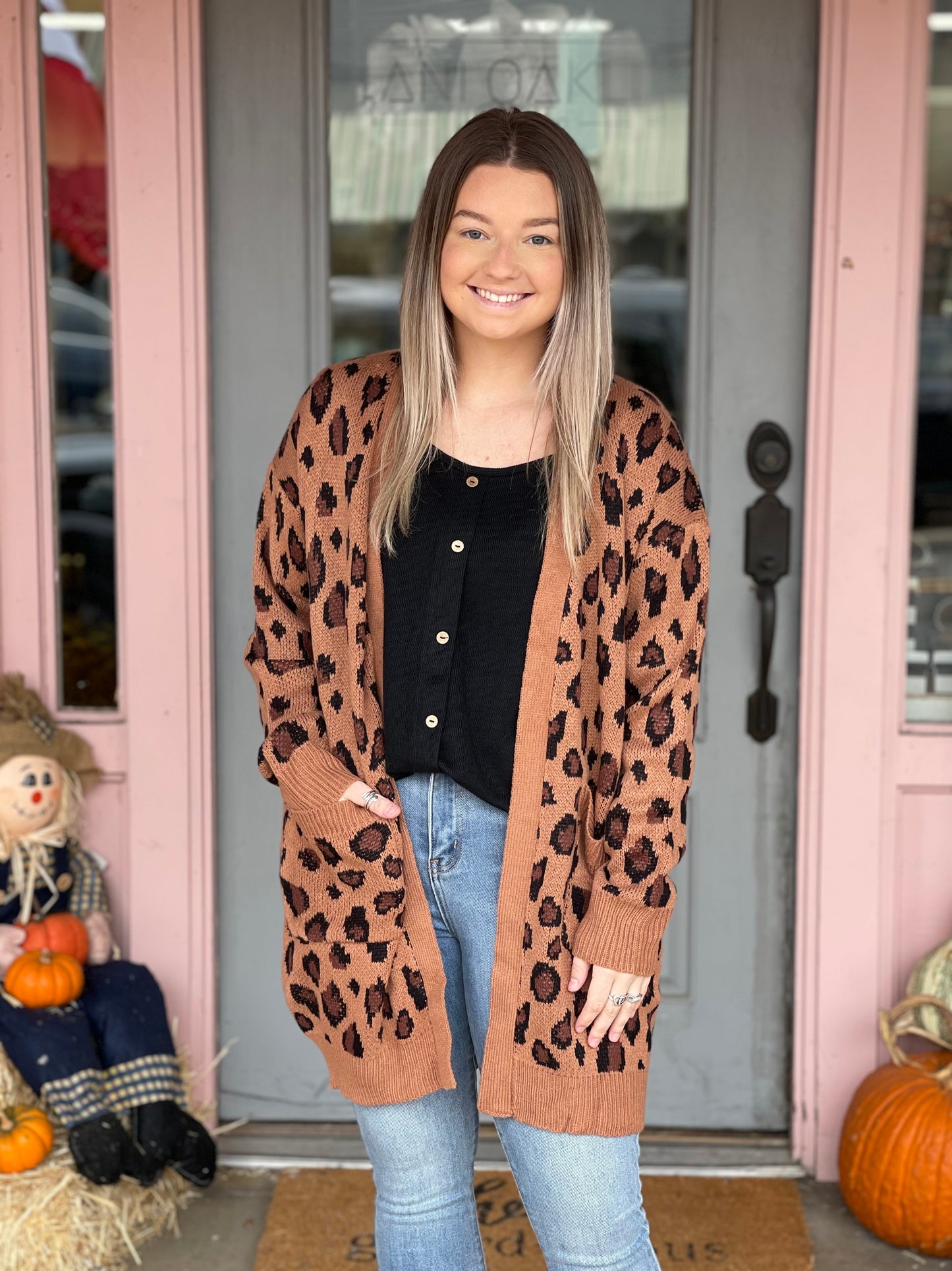 Brown Leopard Sweater Cardigan